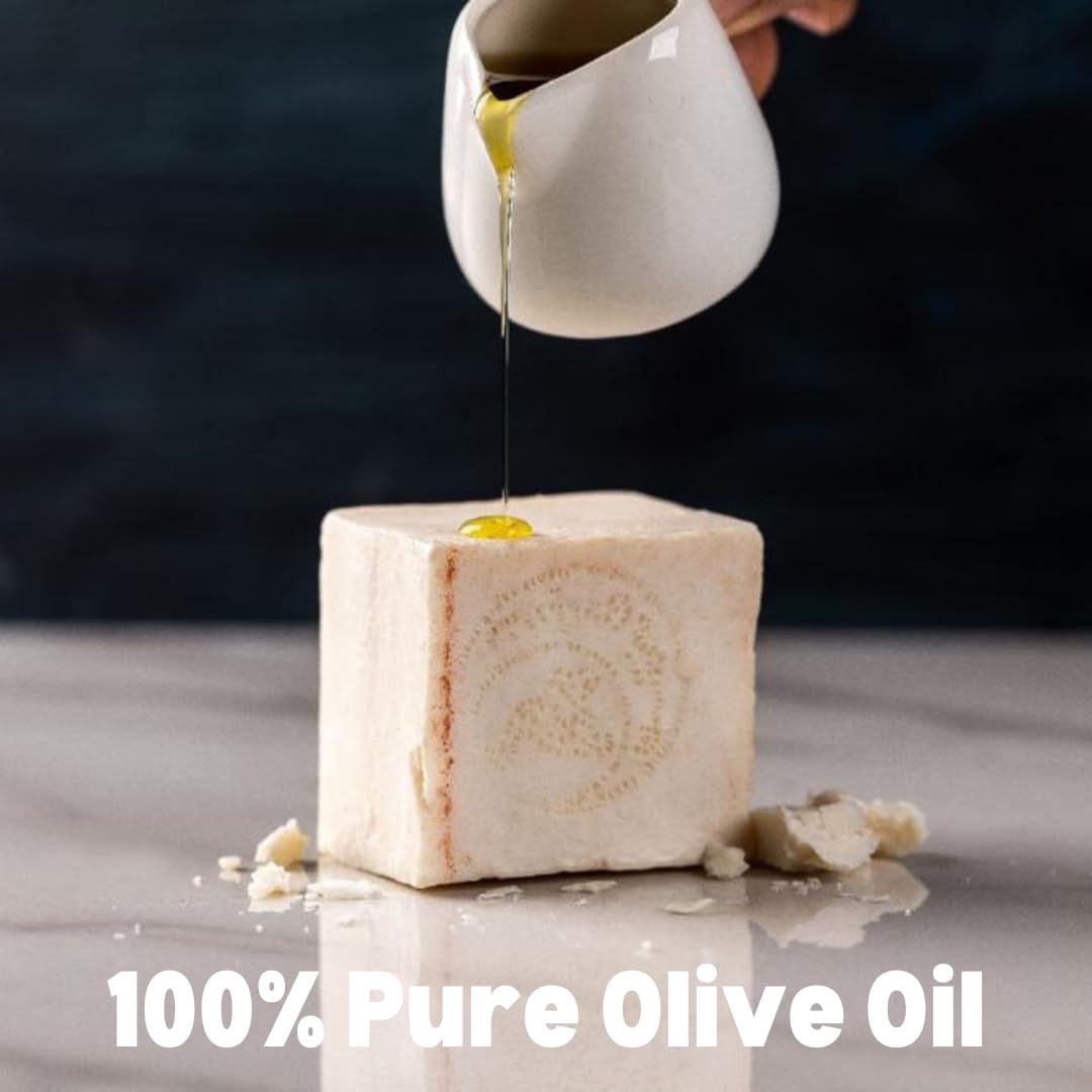Ostrich Virgin Olive Oil Nabulsi Soap Bar - 2 Pack 100% Pure Olive Oil Soap Bar for Face & Body - Chemical Free Soap Bar for Men & Women (Original) Unscented - Hypoallergenic - Sensitive skin